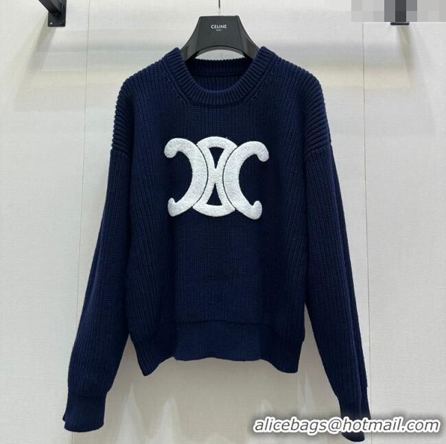 Original Cheap Celine Wool Sweater CE101501 Blue 2025