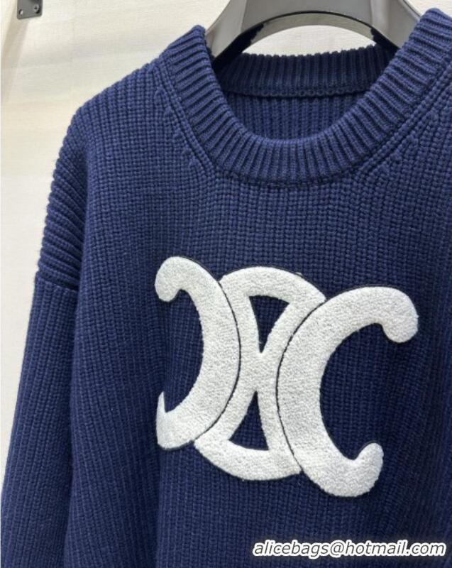 Original Cheap Celine Wool Sweater CE101501 Blue 2025