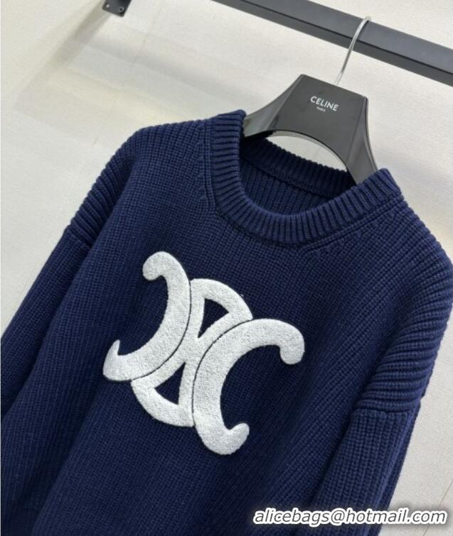 Original Cheap Celine Wool Sweater CE101501 Blue 2025