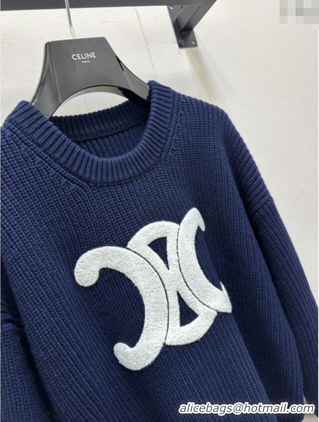 Original Cheap Celine Wool Sweater CE101501 Blue 2025