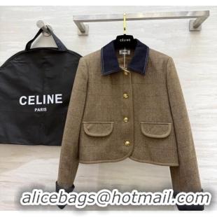 Luxury Discount Celine Jacket 1015 Brown/Blue 2025