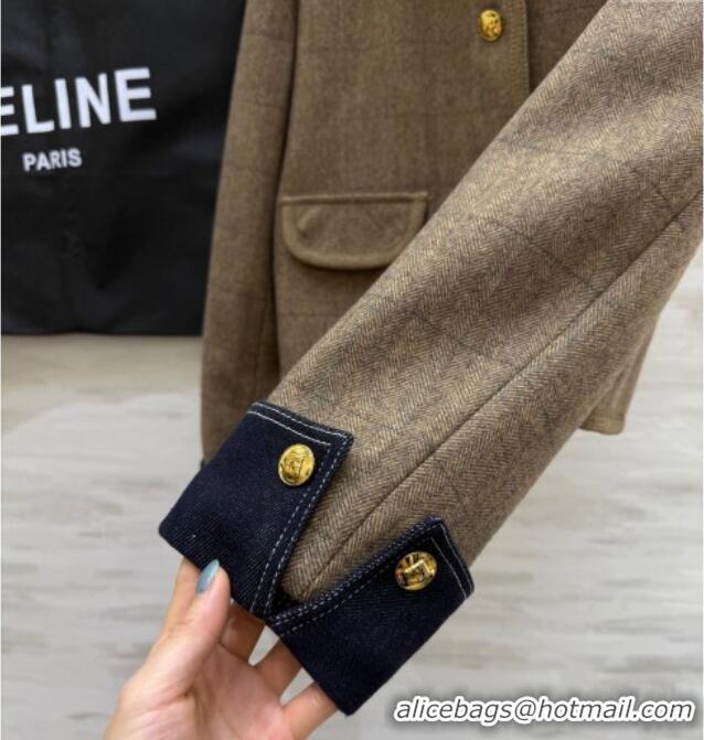 Luxury Discount Celine Jacket 1015 Brown/Blue 2025