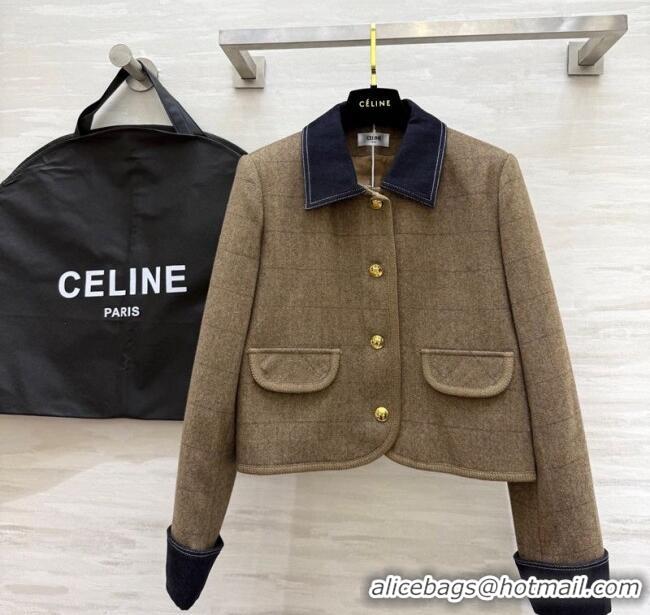 Luxury Discount Celine Jacket 1015 Brown/Blue 2025