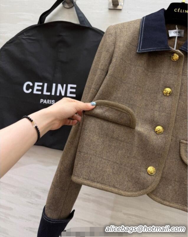 Luxury Discount Celine Jacket 1015 Brown/Blue 2025
