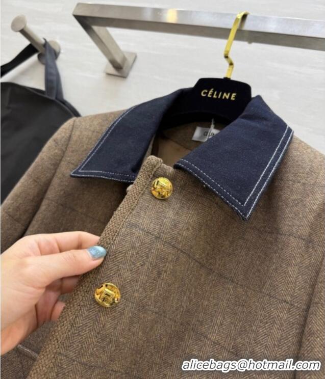Luxury Discount Celine Jacket 1015 Brown/Blue 2025