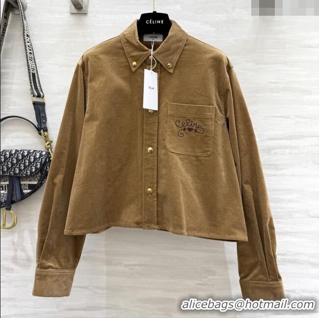 Well Crafted Discount Celine Shirt C101718 Brown 2025
