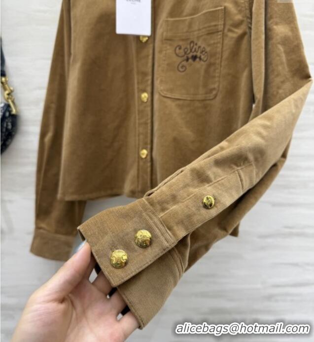 Well Crafted Discount Celine Shirt C101718 Brown 2025