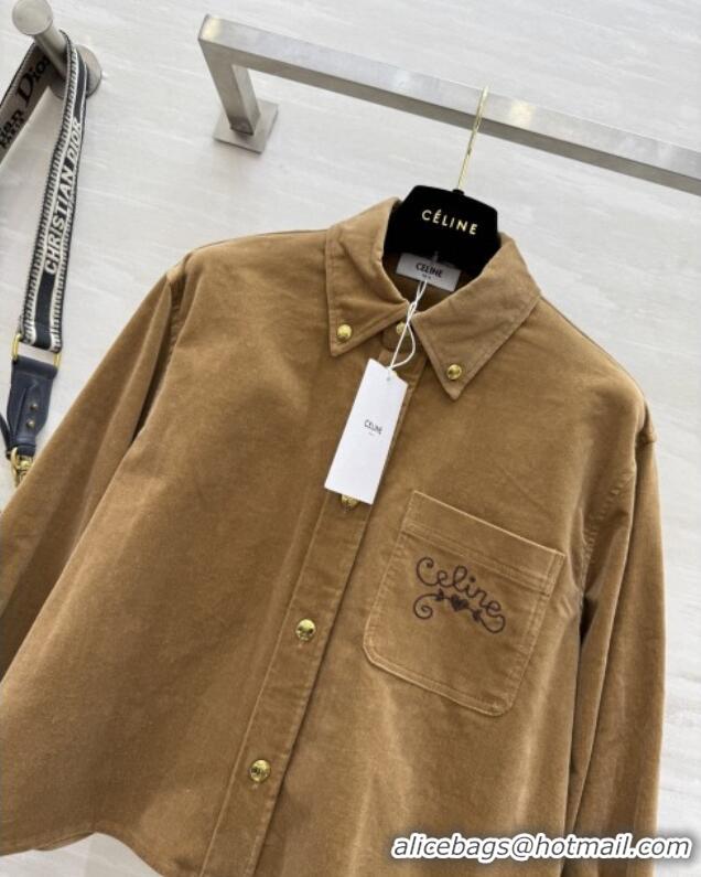 Well Crafted Discount Celine Shirt C101718 Brown 2025