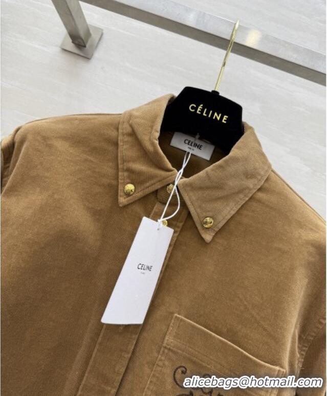 Well Crafted Discount Celine Shirt C101718 Brown 2025