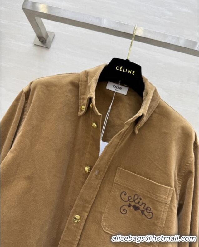 Well Crafted Discount Celine Shirt C101718 Brown 2025