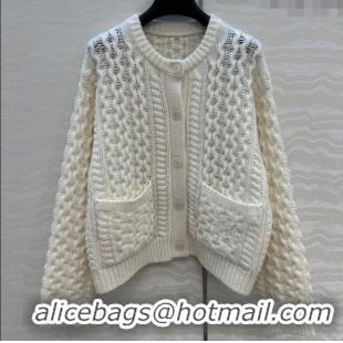 Fashion Discount Celine Wool Cashmere Cardigan CE110658 White 2025