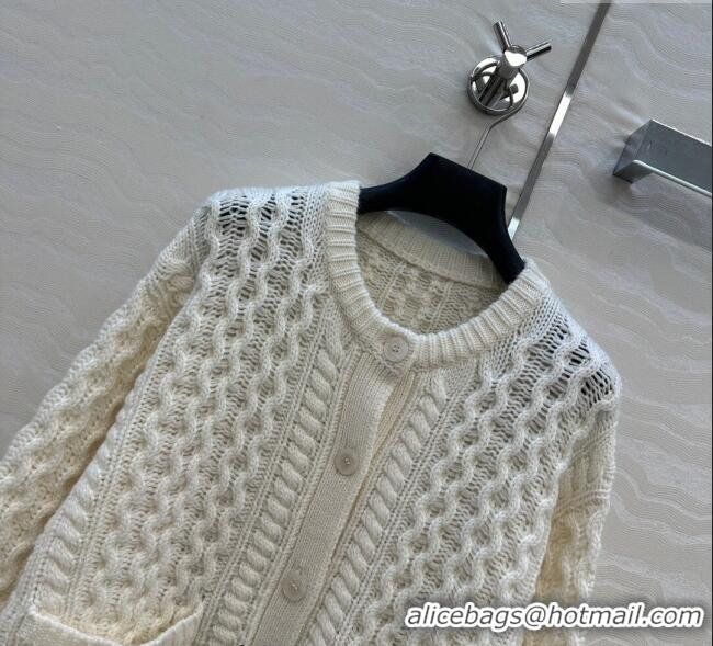 Fashion Discount Celine Wool Cashmere Cardigan CE110658 White 2025