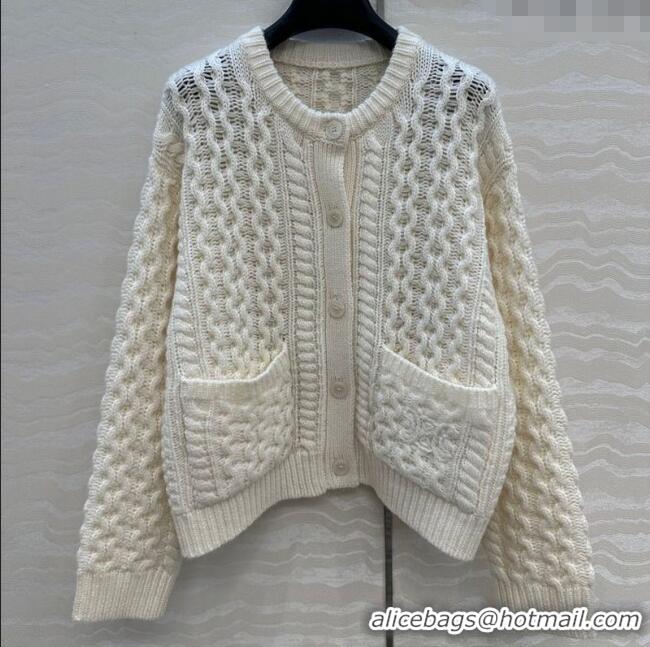 Fashion Discount Celine Wool Cashmere Cardigan CE110658 White 2025
