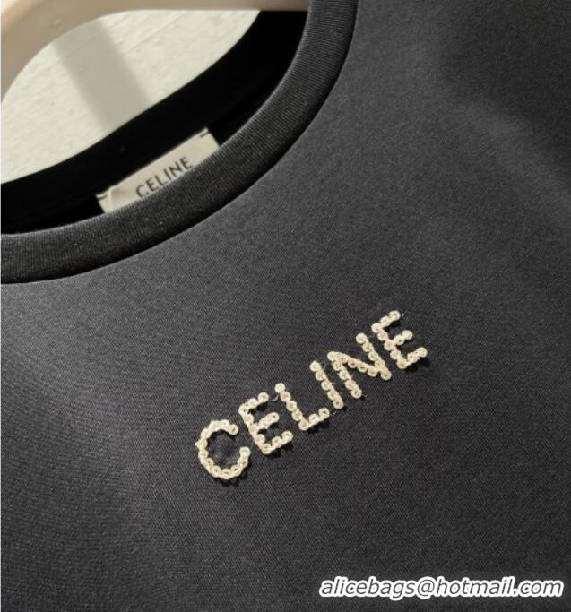 Famous Brand Celine Cotton T-Shirt CE110687 Black 2025
