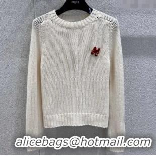 Grade Quality Celine Cashmere Sweater with Pin Logo CE110507 White 2025