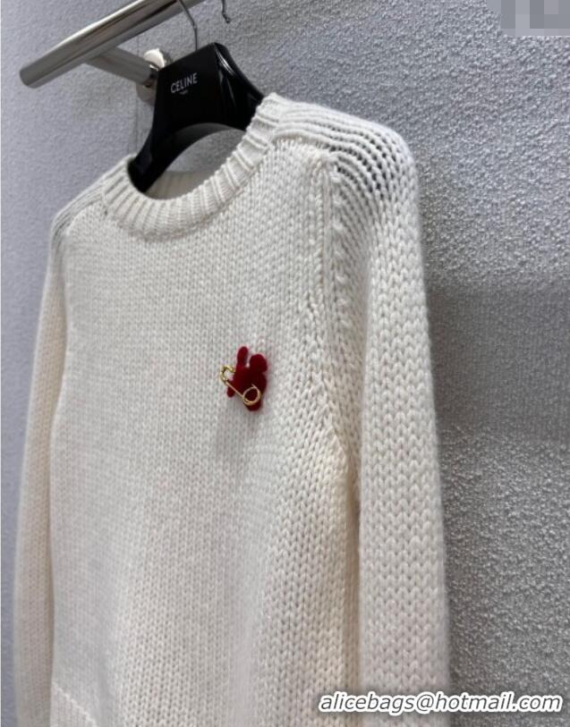 Grade Quality Celine Cashmere Sweater with Pin Logo CE110507 White 2025