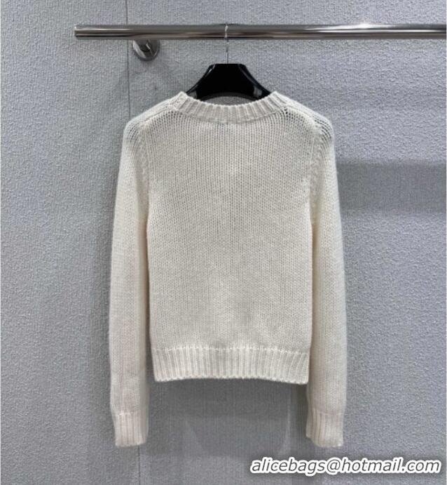 Grade Quality Celine Cashmere Sweater with Pin Logo CE110507 White 2025
