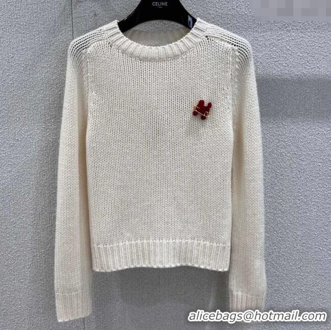 Grade Quality Celine Cashmere Sweater with Pin Logo CE110507 White 2025