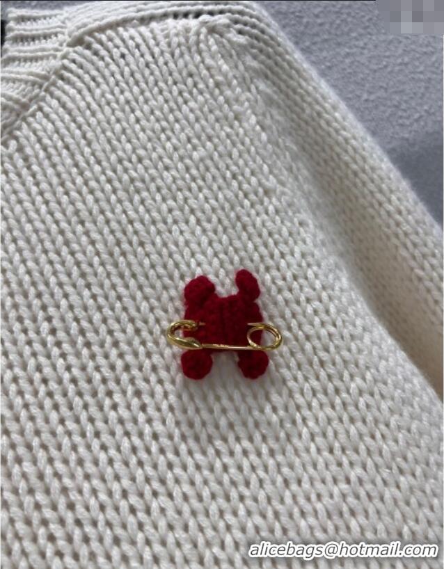 Grade Quality Celine Cashmere Sweater with Pin Logo CE110507 White 2025
