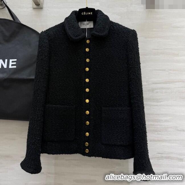Reasonable Price Celine Tweed Jacket CE111459 Black 2025