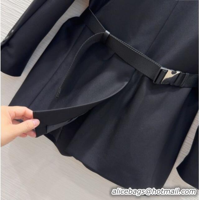 Well Crafted Prada Jacket with Belt P73015 Black 2025
