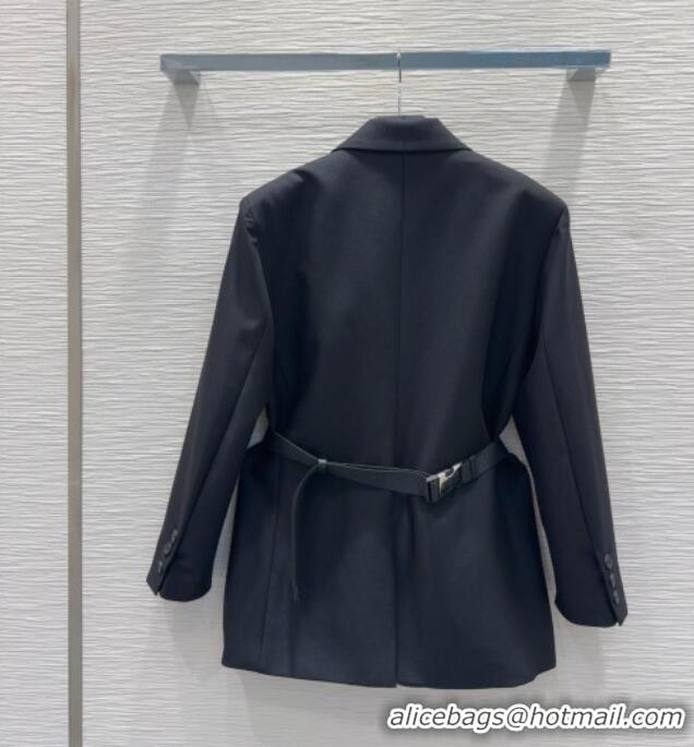 Well Crafted Prada Jacket with Belt P73015 Black 2025