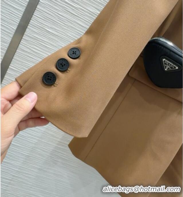 Top Design Prada Jacket with Belt P73016 Brown 2025