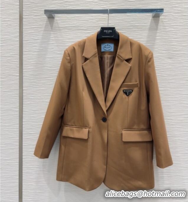 Top Design Prada Jacket with Belt P73016 Brown 2025