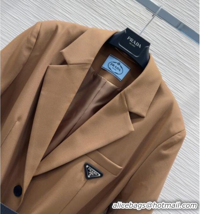 Top Design Prada Jacket with Belt P73016 Brown 2025