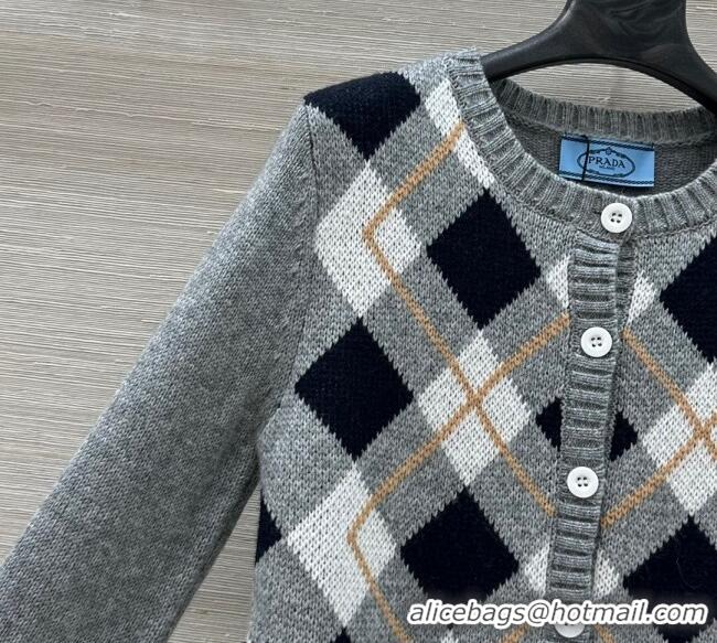 Good Taste Prada Plaid Cardigan 0814 Grey 2025