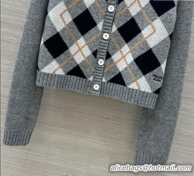 Good Taste Prada Plaid Cardigan 0814 Grey 2025