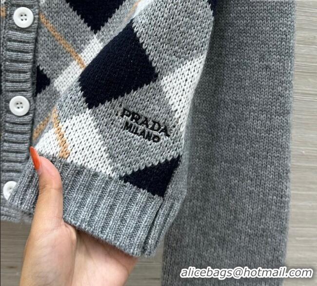 Good Taste Prada Plaid Cardigan 0814 Grey 2025