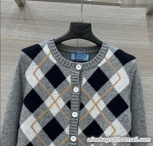 Good Taste Prada Plaid Cardigan 0814 Grey 2025