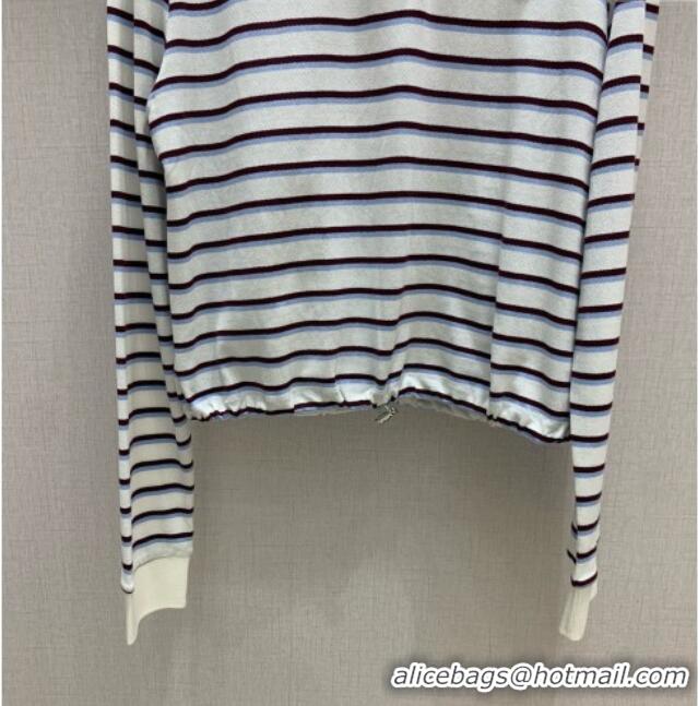 Top Quality Prada Striped Polo Shirt 0812 White 2025