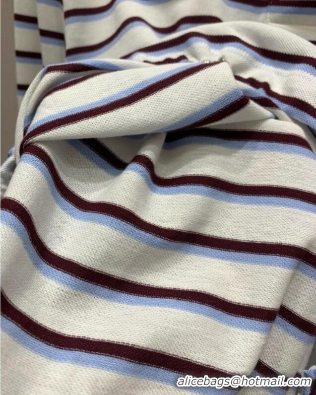Top Quality Prada Striped Polo Shirt 0812 White 2025