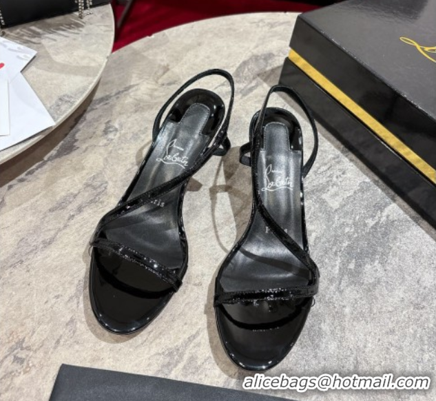 Sophisticated Christian Louboutin Rosalie Heel Sandals 6.5cm in Patent Leather Black 0827058