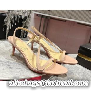 Classic Hot Christian Louboutin Rosalie Heel Sandals 6.5cm in Patent Leather Nude 0827059