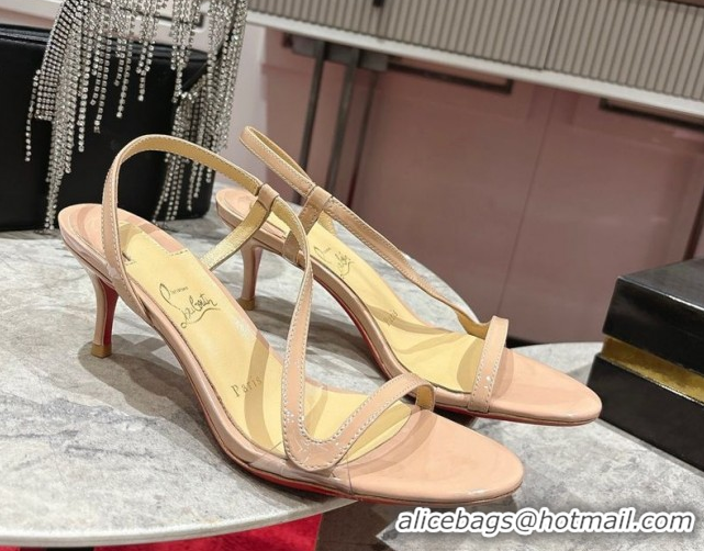Classic Hot Christian Louboutin Rosalie Heel Sandals 6.5cm in Patent Leather Nude 0827059