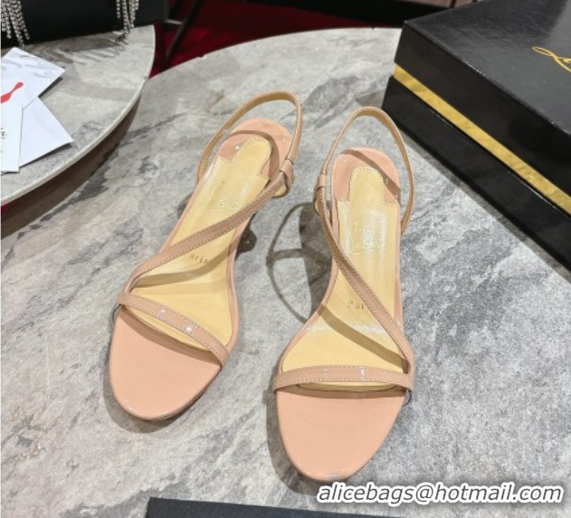 Classic Hot Christian Louboutin Rosalie Heel Sandals 6.5cm in Patent Leather Nude 0827059