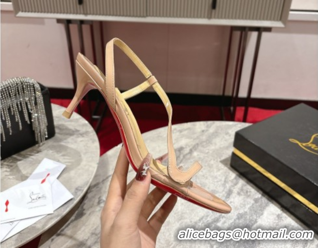 Classic Hot Christian Louboutin Rosalie Heel Sandals 6.5cm in Patent Leather Nude 0827059