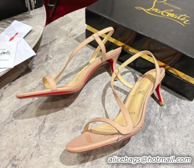 Classic Hot Christian Louboutin Rosalie Heel Sandals 6.5cm in Patent Leather Nude 0827059