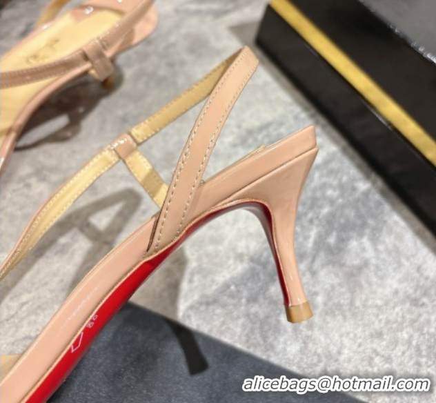 Classic Hot Christian Louboutin Rosalie Heel Sandals 6.5cm in Patent Leather Nude 0827059