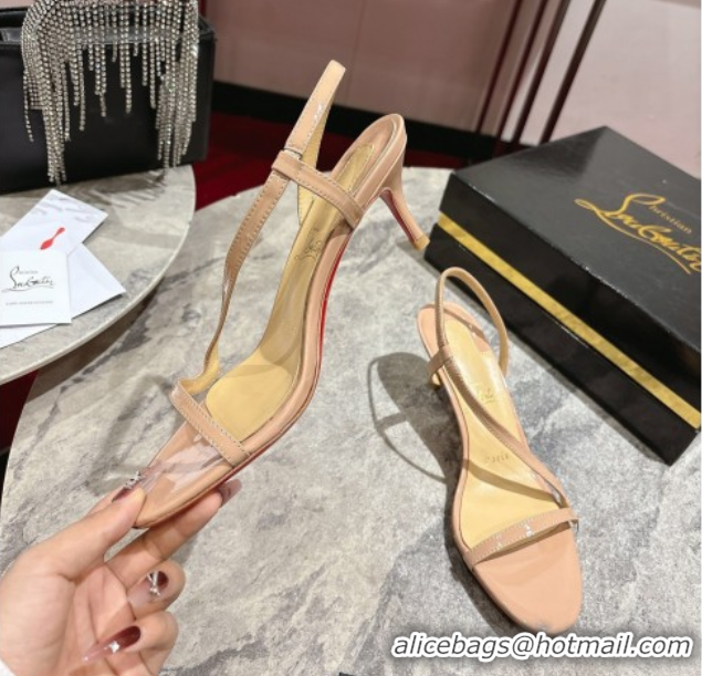 Classic Hot Christian Louboutin Rosalie Heel Sandals 6.5cm in Patent Leather Nude 0827059