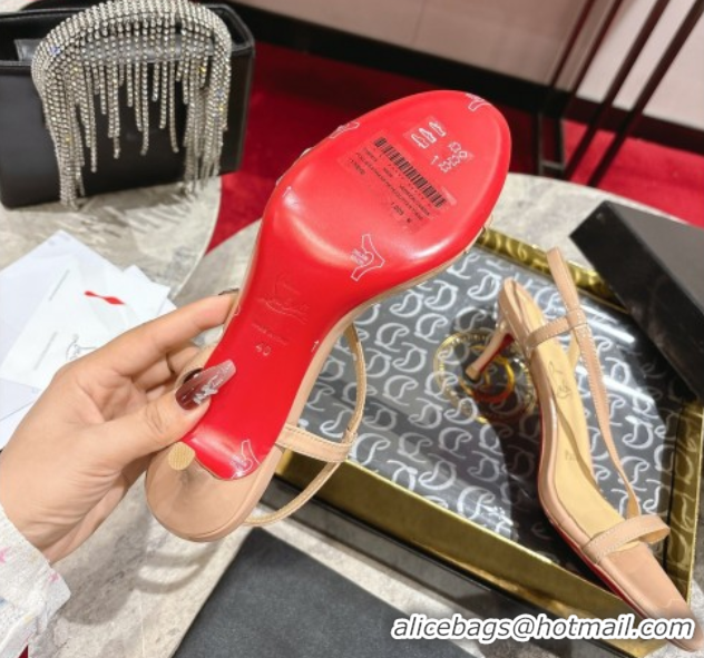 Classic Hot Christian Louboutin Rosalie Heel Sandals 6.5cm in Patent Leather Nude 0827059