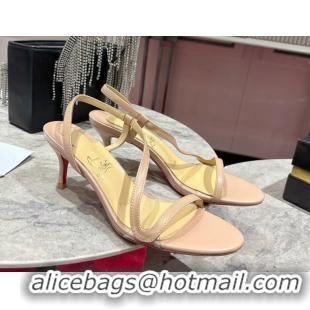 Pretty Style Christian Louboutin Rosalie Heel Sandals 6.5cm in Calf Leather Nude 0827061