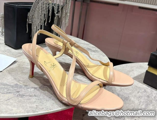 Pretty Style Christian Louboutin Rosalie Heel Sandals 6.5cm in Calf Leather Nude 0827061