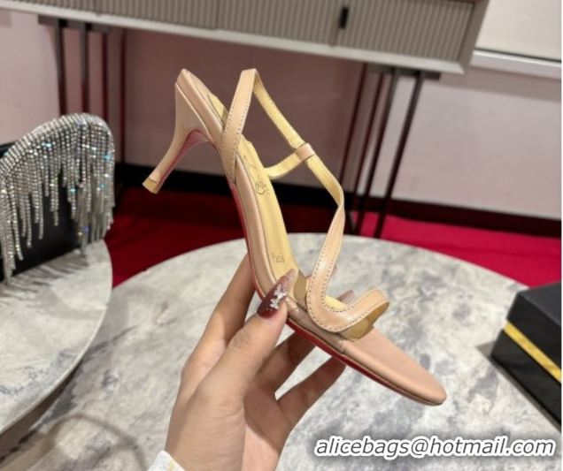 Pretty Style Christian Louboutin Rosalie Heel Sandals 6.5cm in Calf Leather Nude 0827061