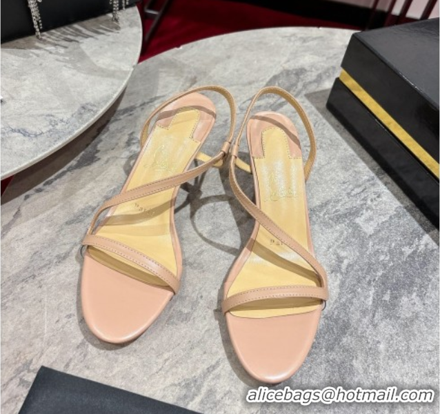 Pretty Style Christian Louboutin Rosalie Heel Sandals 6.5cm in Calf Leather Nude 0827061