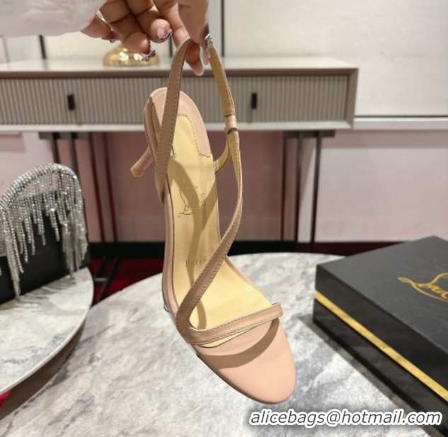 Pretty Style Christian Louboutin Rosalie Heel Sandals 6.5cm in Calf Leather Nude 0827061