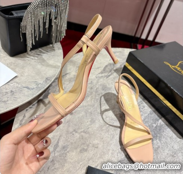 Pretty Style Christian Louboutin Rosalie Heel Sandals 6.5cm in Calf Leather Nude 0827061